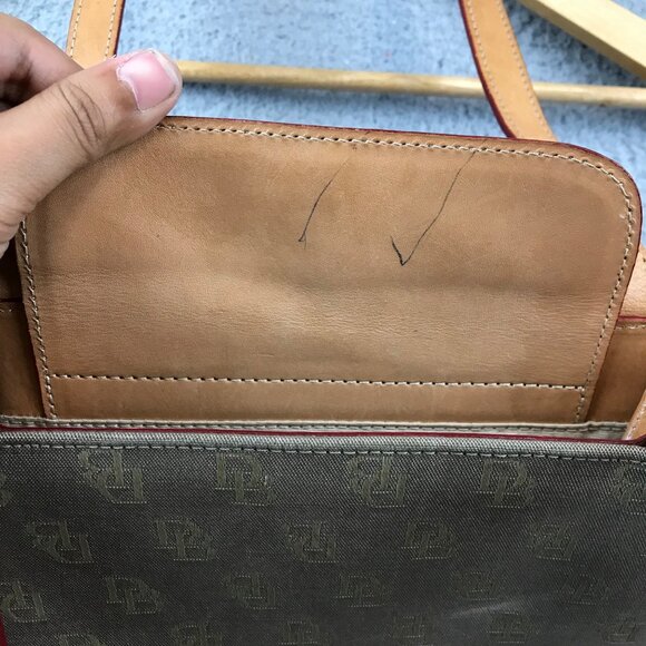 Dooney & Bourke Signature Medium Tote Bag Tan Canvas Leather - Picture 10 of 12